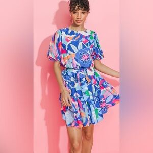 NWT- wild flower floral woven mini dress